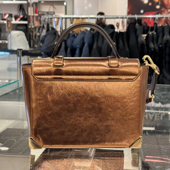 Michael Kors Manhattan Medium Satchel Shoulder Crossbody Bag + Wallet Mocha - Picture 5 of 14